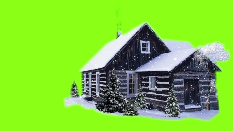 绿幕视频素材雪屋