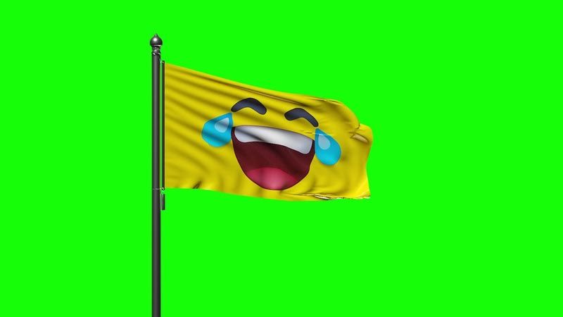 绿幕视频素材笑脸旗帜