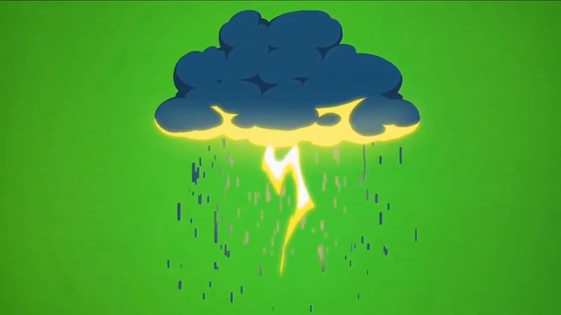 绿屏抠像卡通雷雨乌云视频素材
